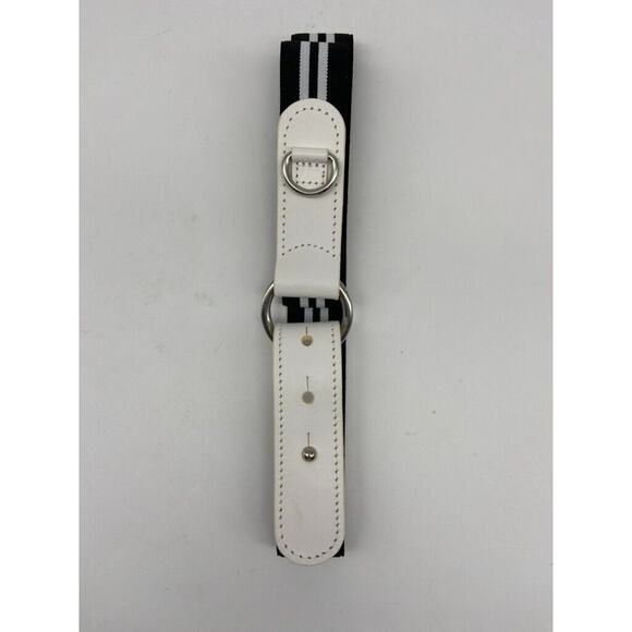 NWT Cole Haan Belt Womens Sz S M Black White Leather Trim Elastic Stretch Buckle - Picture 9 of 16